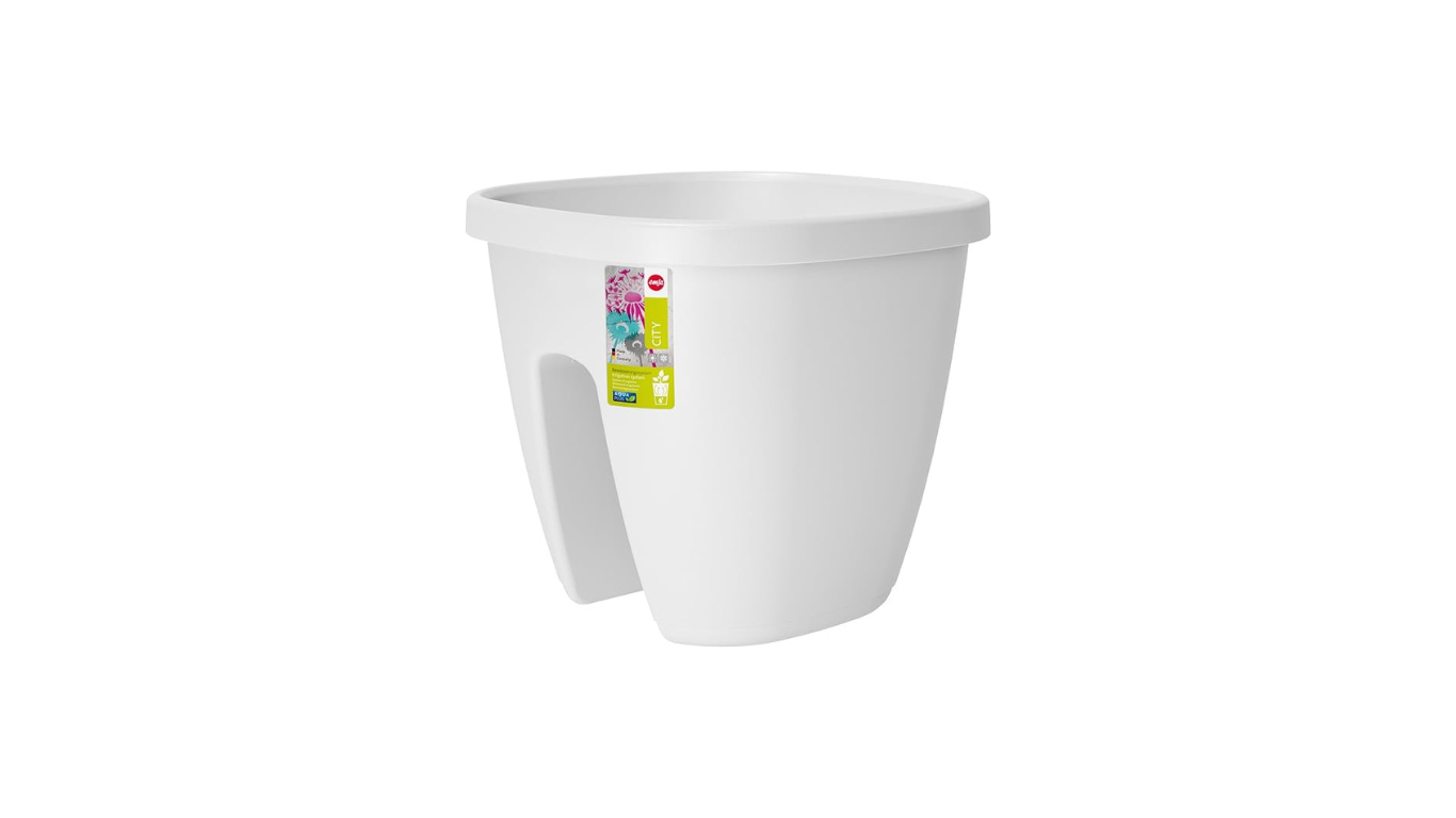 Emsa Railing Pot for the Balcony – self-watering system – White -515015